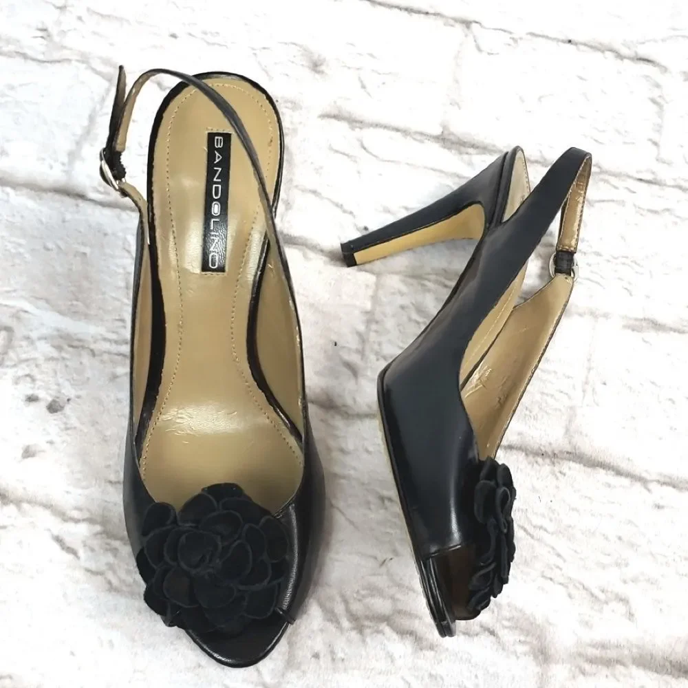 Bandilino women's Black Slingback Peeptoe Heels